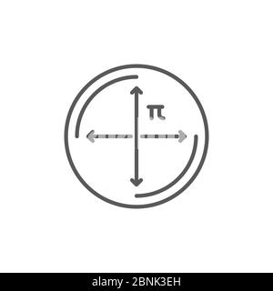 circle diameter vector icon symbol education isolated on white background Stock Vector