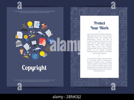 Vector linear and flat style copyright elements Stock Vector