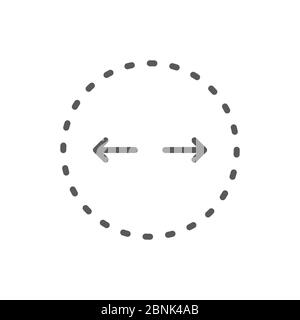 circle diameter vector icon symbol education isolated on white background Stock Vector