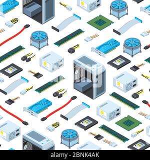 Vector isometric electronic devices background or pattern illustration Stock Vector