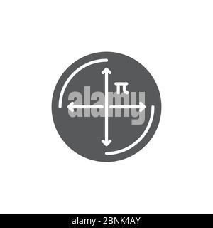 circle diameter vector icon symbol education isolated on white background Stock Vector