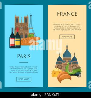 French charm. Vector cartoon France sights objects illustration Stock Vector
