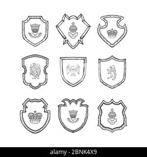 Vector hand drawn heraldics illustration Stock Vector
