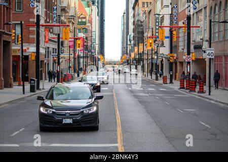 Yonge Street empty in Toronto during Covid-19 Stock Photo