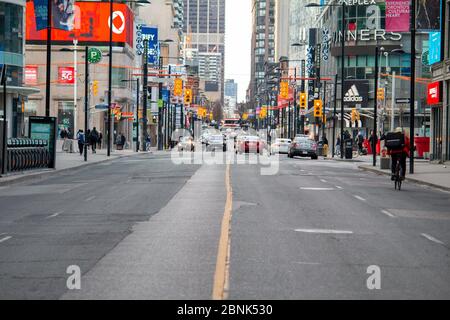 Yonge Street empty in Toronto during Covid-19 Stock Photo