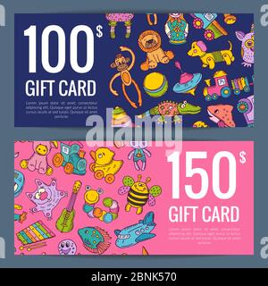 Vector discount or gift voucher kid or children toys elements Stock Vector