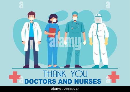 doctors and nurses thank you Stock Vector