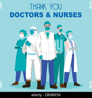 Thank you doctors and nurses for help us Stock Vector