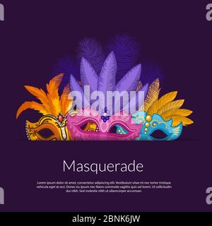 Vector carnival masks illustration Stock Vector