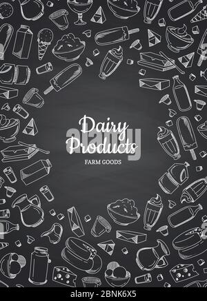 Vector vertical illustration of dairy products Stock Vector