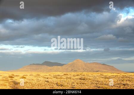 Sunset over a volcano in Tuineje, Fuerteventura Stock Photo