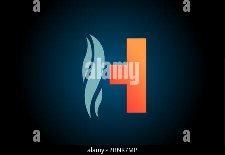 blue and orange H alphabet letter logo icon for business and company with swoosh design Stock Vector