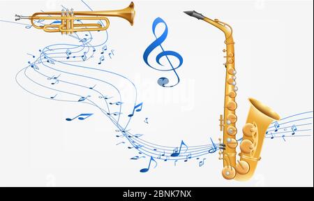 music instruments are on abstract background Stock Vector