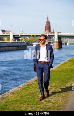 man in suit wearing sunglasses Stock Photo