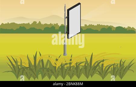 mock up illustration of bill board advertising in a farm Stock Vector