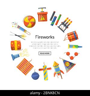 Vector cartoon pyrotechnics illustration Stock Vector