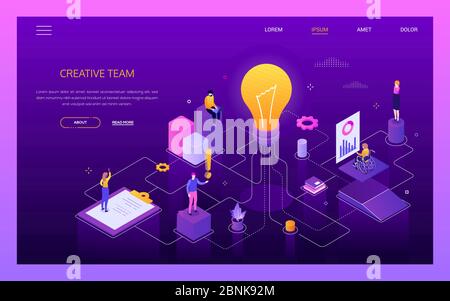 Creativity at work - modern vector isometric colorful web banner Stock Vector