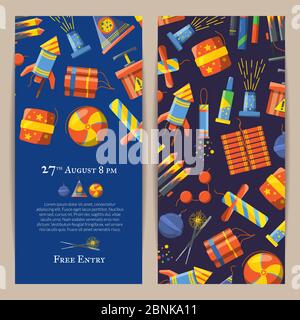 Vector cartoon pyrotechnics template for firework show or party Stock Vector