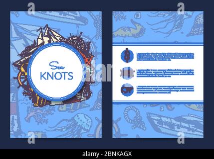 Vector card or brochure template with colored and sketched sea elements Stock Vector