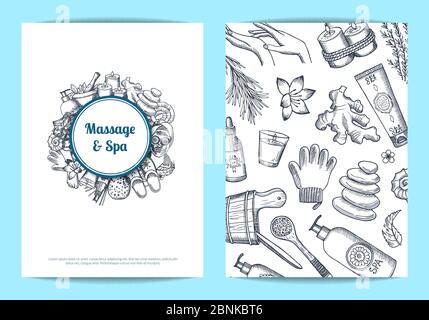 Vector hand drawn spa card, flyer template illustration Stock Vector