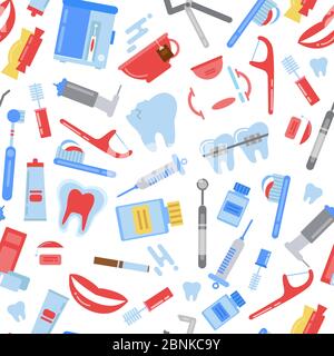 Vector flat style teeth hygiene pattern Stock Vector