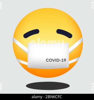 Emoticon Wearing Face Mask Coronavirus Sick Emojis Stock Vector