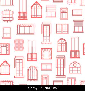 Vector window flat icons monochrome background pattern illustration Stock Vector