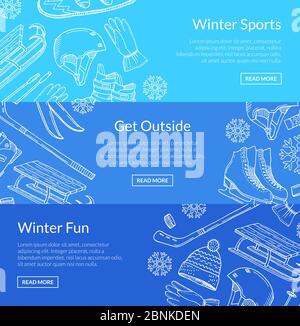 Vector hand drawn winter sports equipment Stock Vector