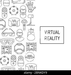 Vector background with linear style virtual reality elements and place for text Stock Vector