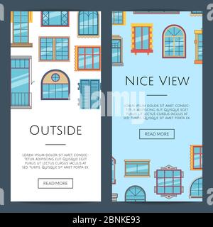Vector window flat icons web banners illustration Stock Vector