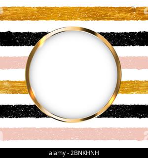 Invitation with Gold Paint Glittering Textured Art and Frame on Transparent Background Vector Ilustration Stock Vector