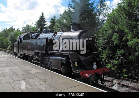 Steam Engine 80080,at Rawtenstall ELR,East Lancs Railway,Preserved British Steam Locomotive, Greater Manchester, England,UK Stock Photo