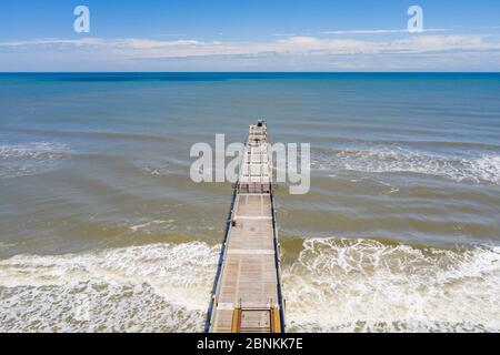 Aerial photo Jacksonville Beach fishing pier travel destination Stock Photo