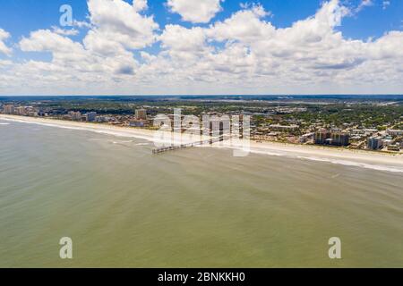 Aerial photo Jacksonville Beach fishing pier travel destination Stock Photo