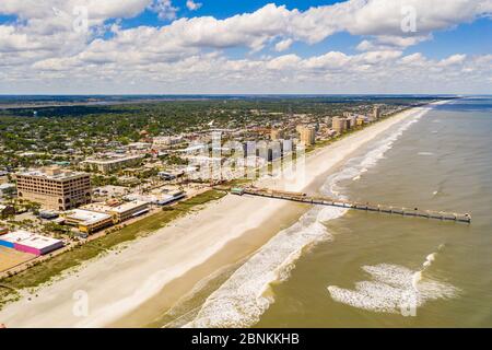 Aerial photo Jacksonville Beach fishing pier travel destination Stock Photo