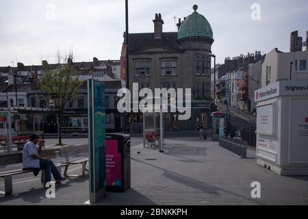 View from outside Brighton Station, empty and deserted due to Covid-19 Stock Photo