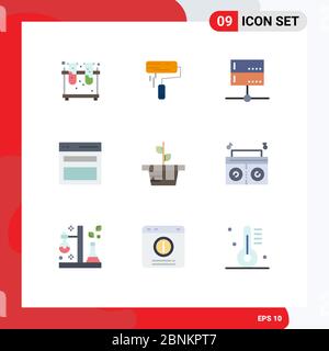 Stock Vector Icon Pack of 9 Line Signs and Symbols for user, interface, paint brush, communication, server Editable Vector Design Elements Stock Vector