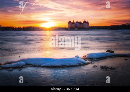 Moritzburg Castle in winter Stock Photo