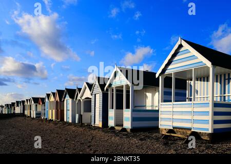 Colourful beachuts at Southend-on-Sea town, Thames Estuary, Essex, County, England, UK Stock Photo