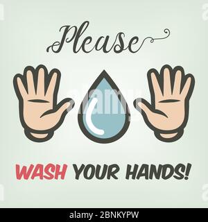 gentle suggestion of washing hands in cartoon style Stock Photo