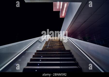 Stairway to the deepest darkness and desert. Into the dark Stock Photo
