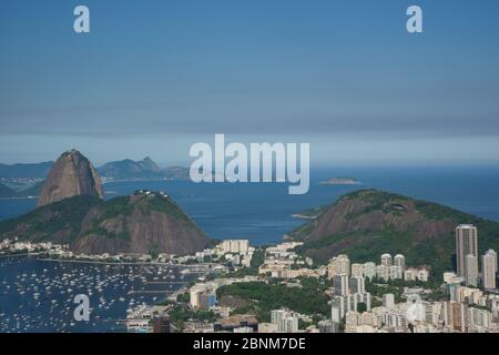 View of Sugar Loaf, Corcovado, and Guanabara bay, Rio de Janeiro, Brazil Stock Photo