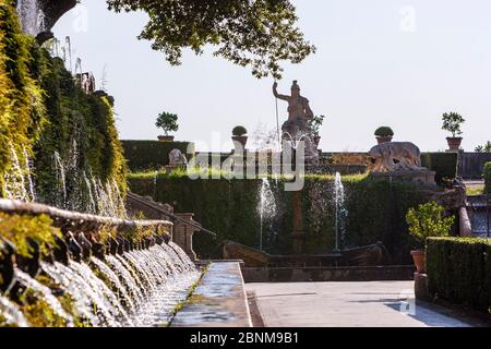One hundred fountains , Villa d'Este,  Italian Renaissance garden, Tivoli, Italy Stock Photo