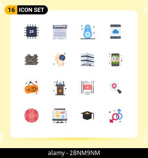 16 Creative Icons Modern Signs and Symbols of construction, cloud, studio, backup, outline Editable Pack of Creative Vector Design Elements Stock Vector