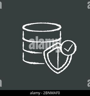 Datacenter security chalk white icon on black background. Digital encryption. Big data protection. Web hosting safety. Information storage technology. Isolated vector chalkboard illustration Stock Vector