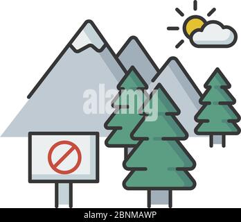 National park RGB color icon. Nature preservation. Environmental protection from pollution. Wildlife conservation. Save trees and plants. Responsibility to help ecosystem. Isolated vector illustration Stock Vector