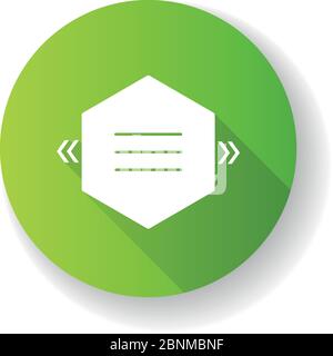 Textbox with angle quotes green flat design long shadow glyph icon. Empty hexagonal box for direct speech. Blank dialogue bubble with quotation marks. Silhouette RGB color illustration Stock Vector