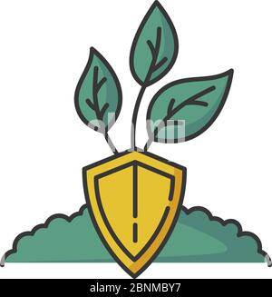 Nature protection RGB color icon. Plant preservation. Conservation to protect ecosystem. Care for tree growth. Sustainable development to help preserve environment. Isolated vector illustration Stock Vector