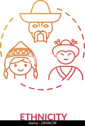 Ethnicity red concept icon. International community. Multi national group. Racial equality. Cultural diversity idea thin line illustration. Vector isolated outline RGB color drawing Stock Vector