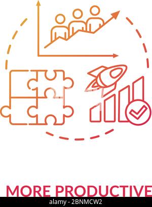 More productive red concept icon. Multi ethnic group in company. Business strategy efficiency. Multi cultural team idea thin line illustration. Vector isolated outline RGB color drawing Stock Vector
